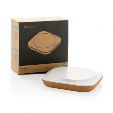 Logo trade promotional giveaways picture of: Oregon RCS recycled plastic and cork 10W wireless
