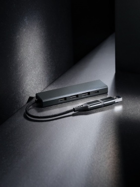Logo trade corporate gift photo of: Terra RCS recycled aluminium hub with 3 USB ports