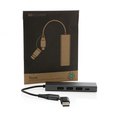 Logotrade promotional item picture of: Terra RCS recycled aluminium hub with 3 USB ports
