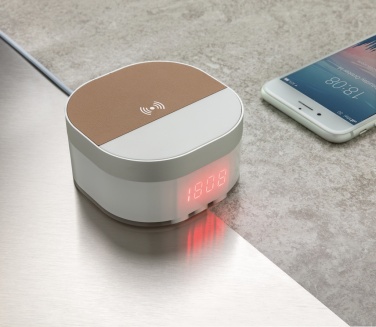 Logo trade corporate gifts image of: Aria 5W Wireless Charging Digital Clock