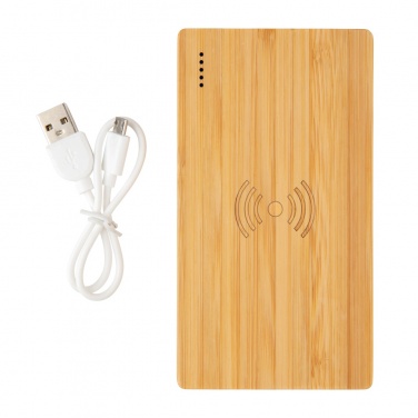 Logo trade promotional items image of: Bamboo 4.000 mAh wireless 5W Powerbank