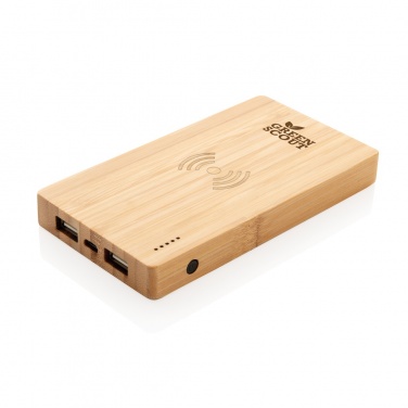 Logo trade promotional items image of: Bamboo 4.000 mAh wireless 5W Powerbank