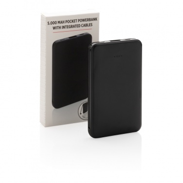 Logo trade promotional products image of: 5.000 mAh Pocket Powerbank with integrated cables