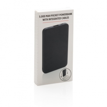Logo trade promotional giveaways picture of: 5.000 mAh Pocket Powerbank with integrated cables