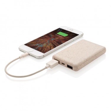 Logo trade promotional products picture of: Wheat Straw 5.000 mAh Pocket Powerbank