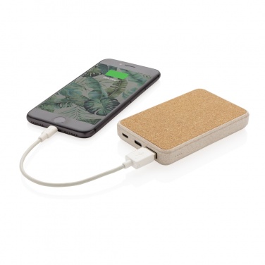 Logotrade business gift image of: Cork and Wheat 5.000 mAh pocket powerbank