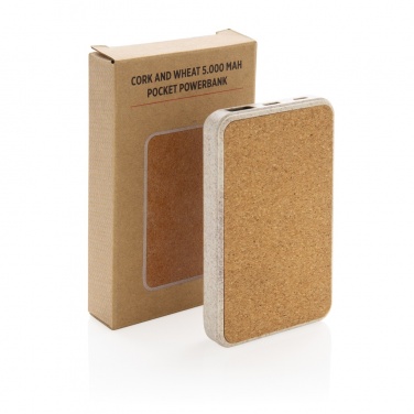 Logo trade promotional gifts picture of: Cork and Wheat 5.000 mAh pocket powerbank