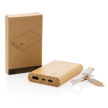Logo trade promotional gifts picture of: Bamboo 5.000 mAh powerbank