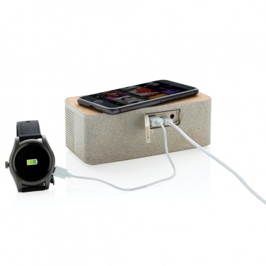 Logo trade promotional giveaways picture of: Wheatstraw wireless charging speaker