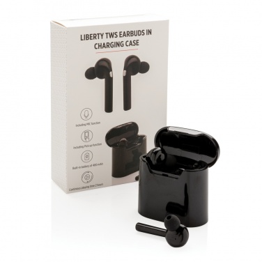 Logo trade advertising products image of: Liberty wireless earbuds in charging case