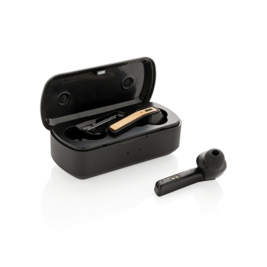 Logotrade promotional product image of: Bamboo Free Flow TWS earbuds in case