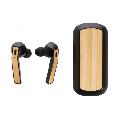 Logotrade promotional gift image of: Bamboo Free Flow TWS earbuds in case
