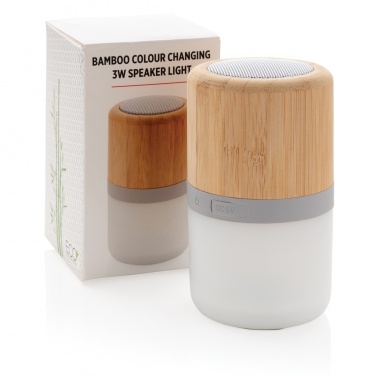 Logo trade promotional product photo of: Bamboo colour changing 3W speaker light