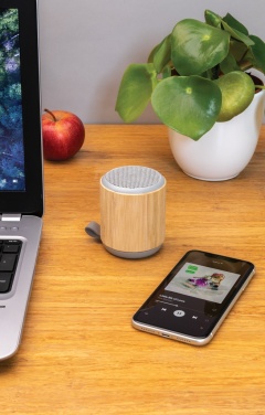 Logotrade promotional merchandise image of: Bamboo and fabric 3W wireless speaker