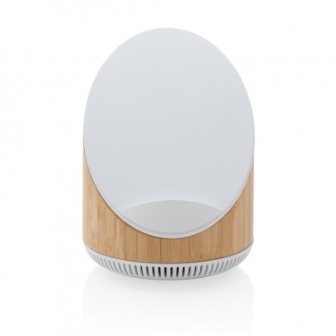 Logo trade promotional giveaways picture of: Ovate bamboo 5W speaker with 15W wireless charger