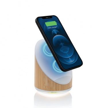 Logotrade corporate gift image of: Ovate bamboo 5W speaker with 15W wireless charger