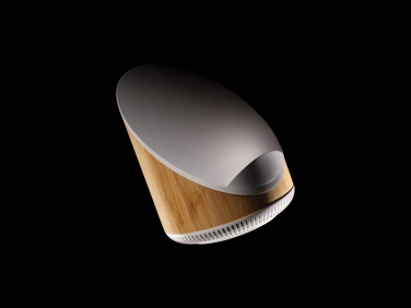 Logo trade corporate gifts picture of: Ovate bamboo 5W speaker with 15W wireless charger
