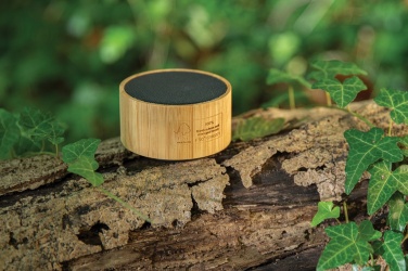 Logo trade promotional merchandise picture of: RCS recycled plastic and bamboo 3W wireless speaker