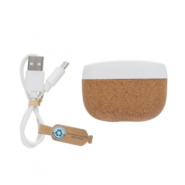 Logotrade promotional items photo of: Oregon RCS recycled plastic and cork TWS earbuds