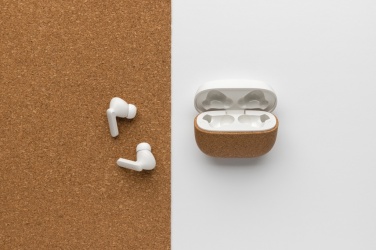 Logotrade promotional product picture of: Oregon RCS recycled plastic and cork TWS earbuds
