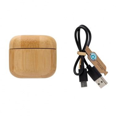 Logo trade promotional items picture of: Bamboo TWS earbuds with RCS recycled plastic