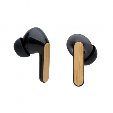 Logo trade promotional merchandise image of: Bamboo TWS earbuds with RCS recycled plastic