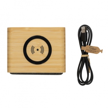 Logo trade business gift photo of: RCS Rplastic 3W speaker with bamboo 5W wireless