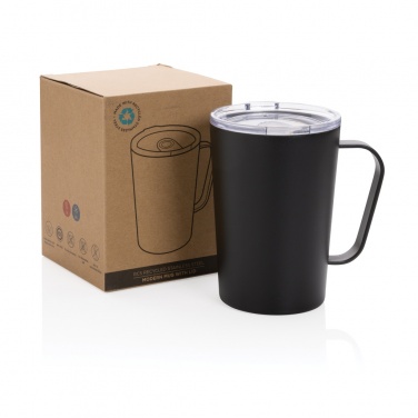 Logo trade promotional merchandise picture of: RCS Recycled stainless steel modern vacuum mug with lid