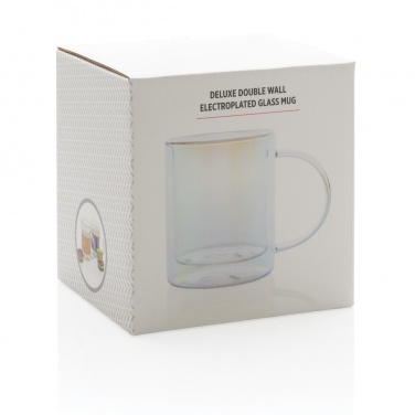Logo trade promotional giveaways image of: Deluxe double wall electroplated glass mug