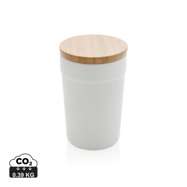 Logo trade business gift photo of: GRS certified recycled PP mug with bamboo lid