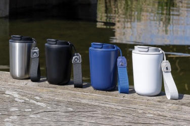 Logo trade corporate gift photo of: Cuppa RCS re-steel vacuum tumbler with lanyard