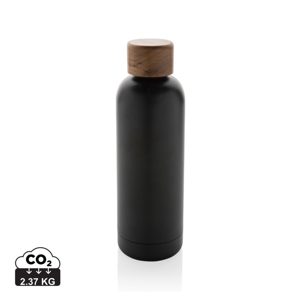 Logotrade advertising products photo of: Wood RCS certified recycled stainless steel vacuum bottle