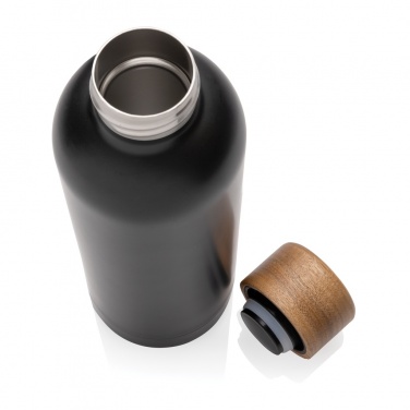 Logo trade promotional merchandise photo of: Wood RCS certified recycled stainless steel vacuum bottle