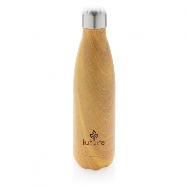 Logo trade promotional products image of: Vacuum insulated stainless steel bottle with wood print