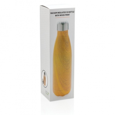 Logo trade promotional item photo of: Vacuum insulated stainless steel bottle with wood print