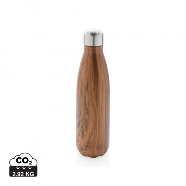 Logo trade promotional items image of: Vacuum insulated stainless steel bottle with wood print