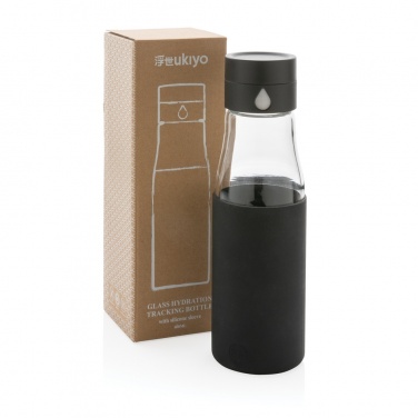 Logo trade corporate gifts picture of: Ukiyo glass hydration tracking bottle with sleeve