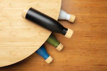 Logo trade promotional gifts image of: Vacuum stainless steel bottle with bamboo lid and bottom