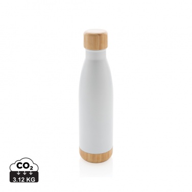 Logo trade promotional gifts image of: Vacuum stainless steel bottle with bamboo lid and bottom