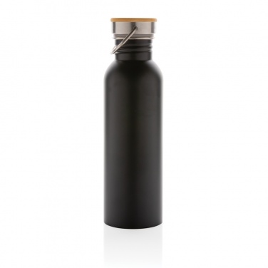 Logo trade business gifts image of: Modern stainless steel bottle with bamboo lid