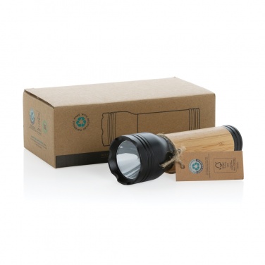 Logo trade promotional giveaway photo of: Lucid 3W RCS certified recycled plastic & bamboo torch