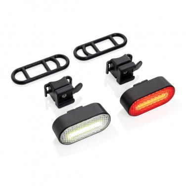 Logotrade advertising products photo of: Lumino RCS recycled plastic USB re-chargeable bike light set