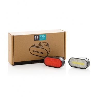 Logo trade promotional merchandise image of: Lumino RCS recycled plastic USB re-chargeable bike light set