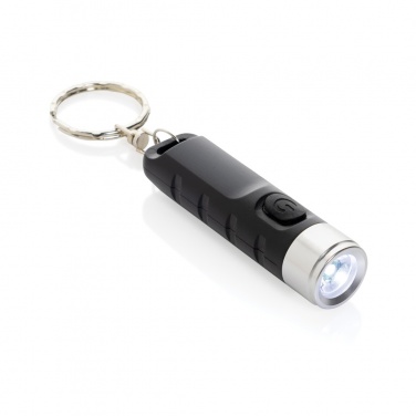 Logo trade promotional product photo of: Globix RCS recycled plastic USB re-chargeable keychain torch
