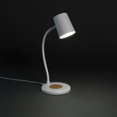 Logotrade promotional merchandise image of: Zenara RCS recycled plastic and cork 15W wireless desk lamp
