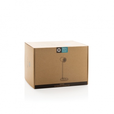 Logo trade advertising product photo of: Zenara RCS recycled plastic and cork 15W wireless desk lamp