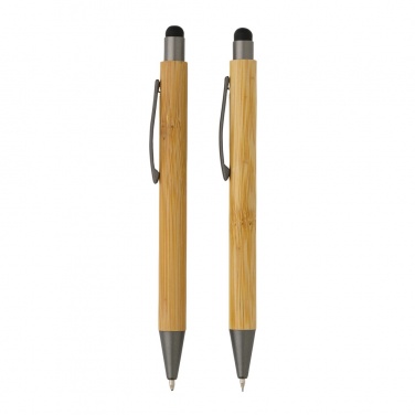 Logo trade promotional items image of: Bamboo modern pen set in box