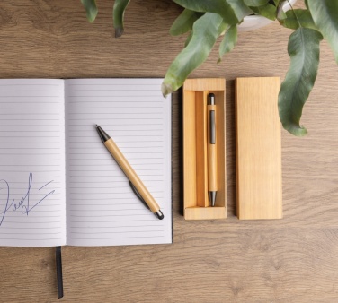 Logotrade promotional merchandise picture of: Bamboo modern pen set in box