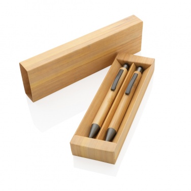 Logotrade advertising product picture of: Bamboo modern pen set in box