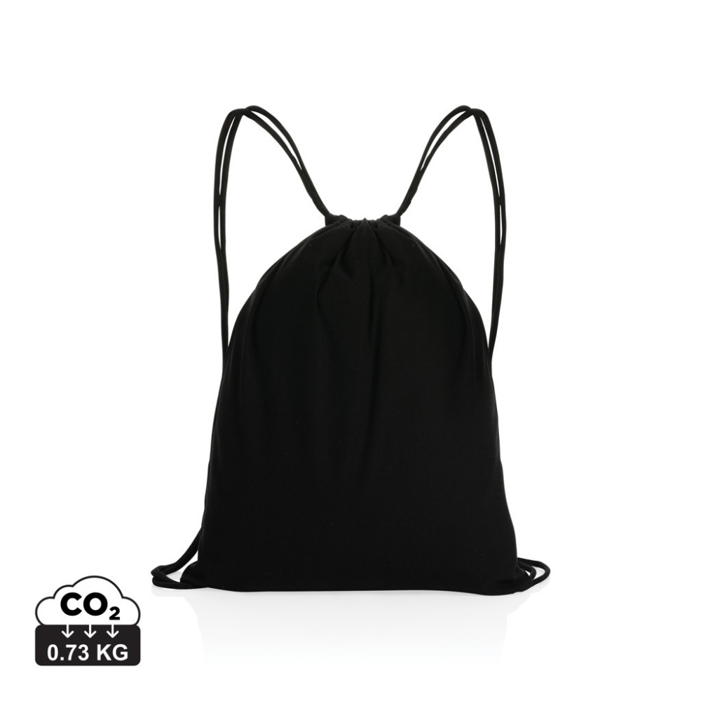 Logo trade corporate gift photo of: Impact AWARE™ recycled cotton drawstring backpack 145g
